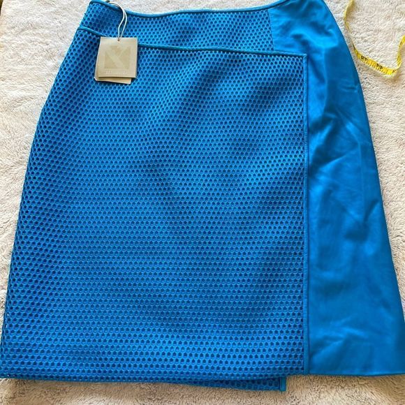 Reed Krakoff - Bright Blue Skirt with Lamb Leather and Silk Blend - size 4 - Picture 1 of 10